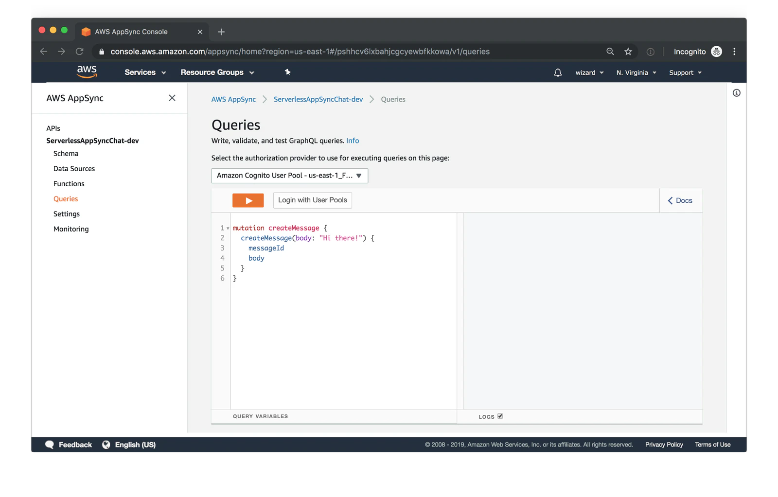 screenshot of AWS AppSync